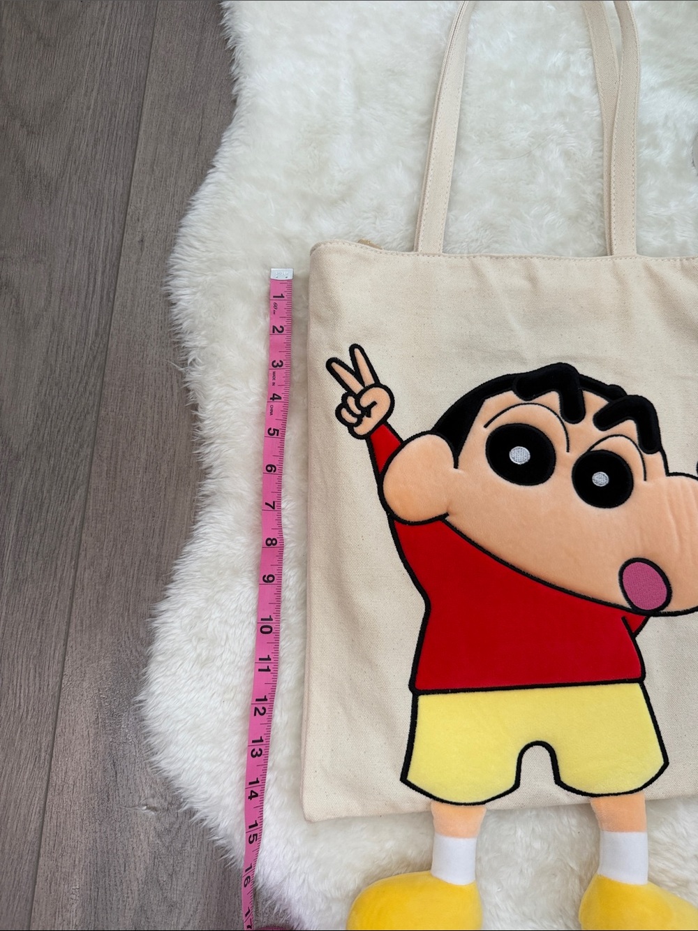 Crayon Shin-Chan 3D Plush Applique Canvas Tote Bag - Picture 4 of 8